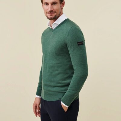 CAVALLARO NAPOLI MERINO V-NECK TRUI GROEN