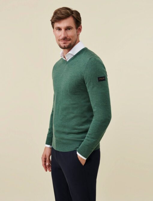 CAVALLARO NAPOLI MERINO V-NECK TRUI GROEN