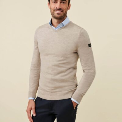 CAVALLARO NAPOLI MERINO V-NECK TRUI ZAND