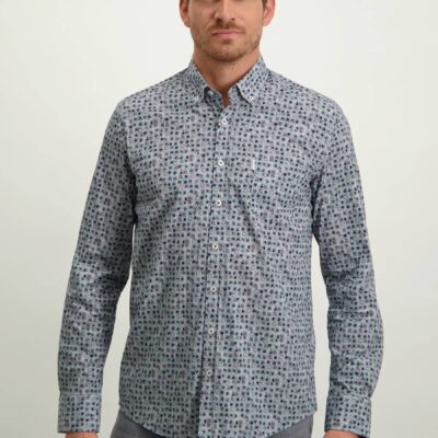 State of Art Overhemd met borstzak wit/donker lavendel