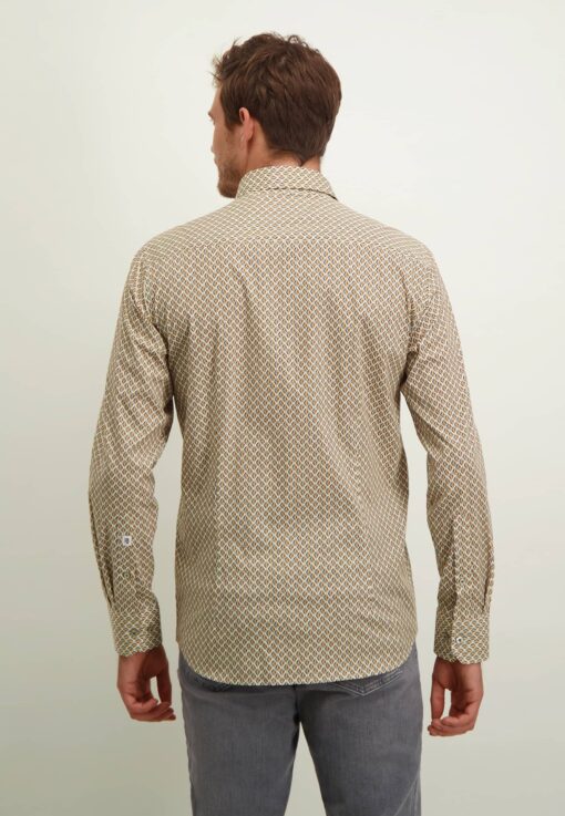 State of Art Poplin overhemd met borstzak wit/camel