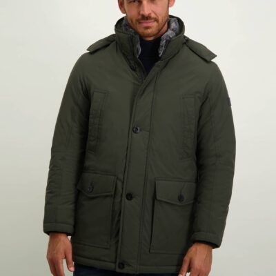 State of Art OUTERWEAR jas met capuchon mosgroen uni