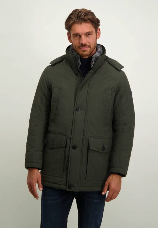 State of Art OUTERWEAR jas met capuchon mosgroen uni