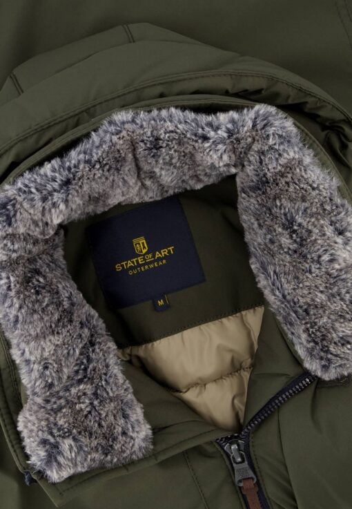 State of Art OUTERWEAR jas met capuchon mosgroen uni