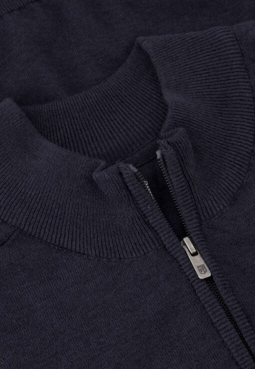 State of Art Mouliné trui met sportzip donkerblauw/marine
