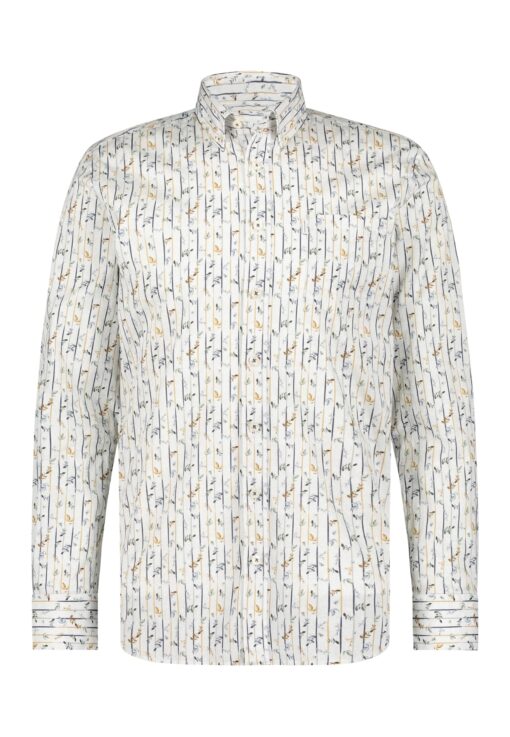 State of Art Overhemd met button-down kraag zilvergrijs/zwavelgeel