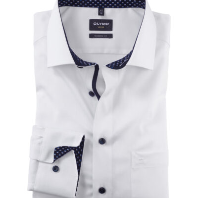 OLYMP Luxor Modern Fit, Zakelijk Overhemd, Global Kent, Wit