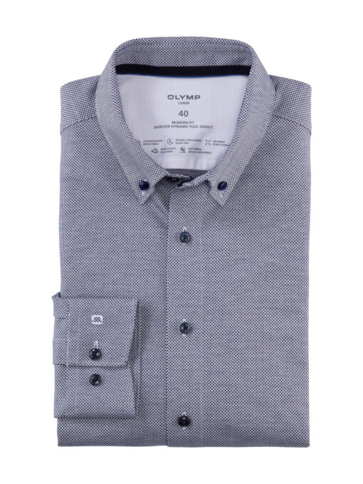 OLYMP Luxor 24/Seven Modern Fit, Zakelijk Overhemd, Button-Down, Marineblauw