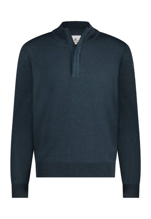 State of Art Trui met sportzip en corduroy details petrol/donkerblauw