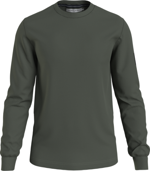 Calvin Klein Slim Wafel-T-Shirt Met Lange Mouwen Thyme