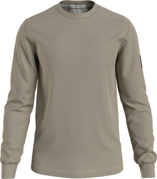 Calvin Klein Slim Wafel-T-Shirt Met Lange Mouwen Plaza Taupe