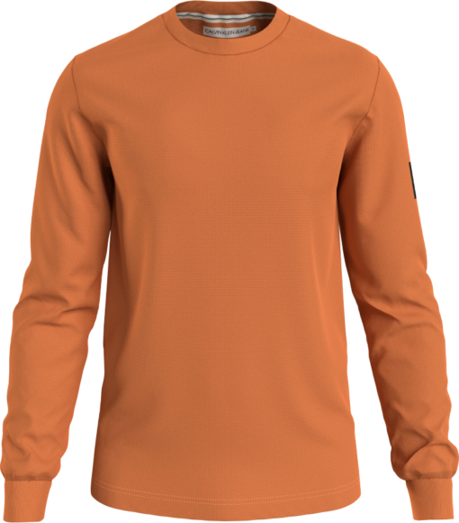 Calvin Klein Slim Wafel-T-Shirt Met Lange Mouwen Burnt Clay 