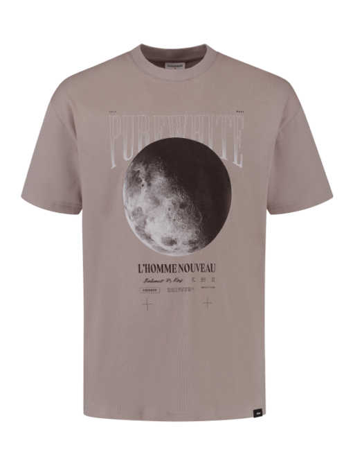 PUREWHITE L'HOMME NOUVEAU MOON T-SHIRT TAUPE