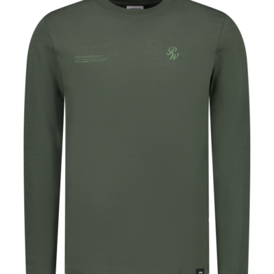 PUREWHITE PW LONG SLEEVE T-SHIRT FOREST GREEN