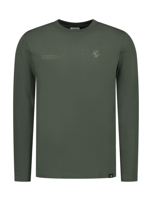 PUREWHITE PW LONG SLEEVE T-SHIRT FOREST GREEN