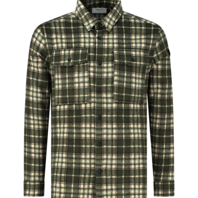 PUREWHITE CHECKED SOFT OVERSHIRT FOREST GREEN