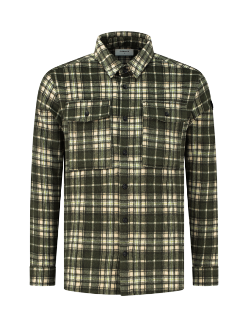 PUREWHITE CHECKED SOFT OVERSHIRT FOREST GREEN