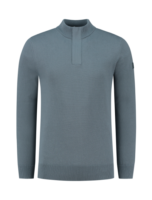 Purewhite Raglan Knit Halfzip Sweater Blue