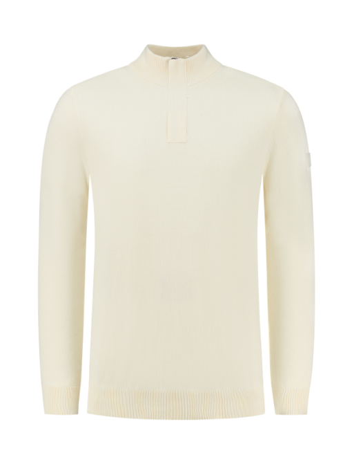 Purewhite Raglan Knit Halfzip Sweater Ecru