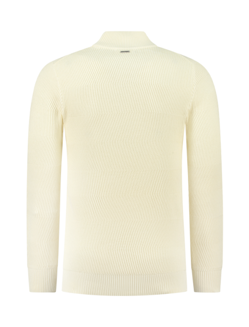 PUREWHITE JACQUARD KNIT MOCKNECK SWEATER ECRU