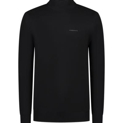 PUREWHITE WAFFLE KNIT MOCKNECK SWEATER BLACK