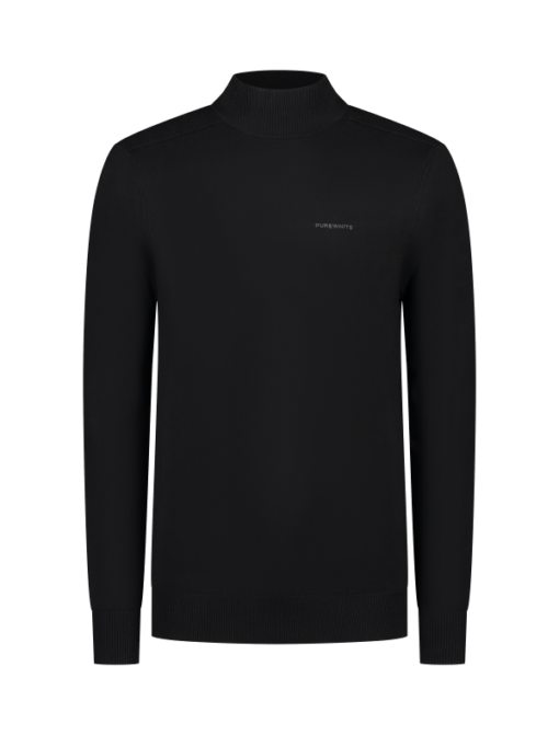 PUREWHITE WAFFLE KNIT MOCKNECK SWEATER BLACK