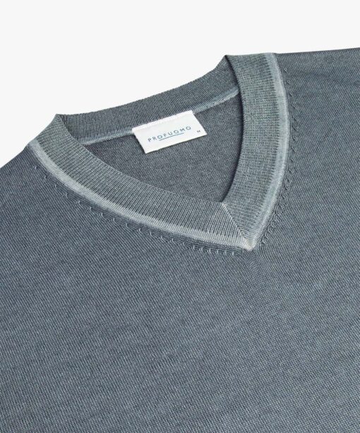 Profuomo Groene merino acid-dye v-neck