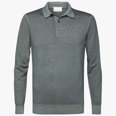 Profuomo Groene merino acid-dye polo