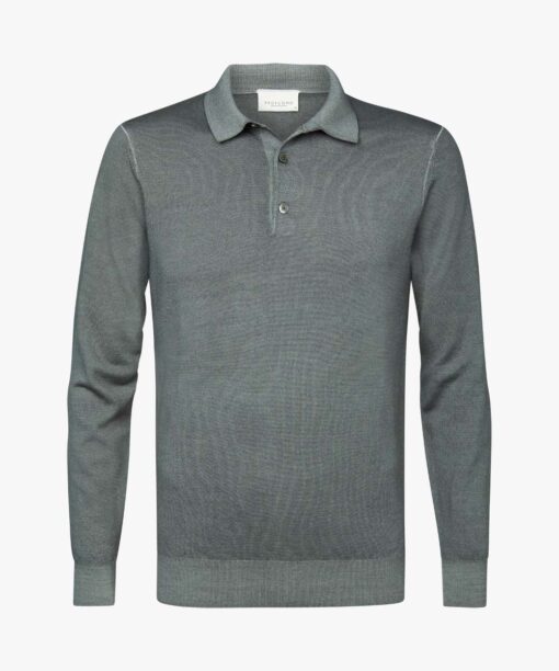 Profuomo Groene merino acid-dye polo