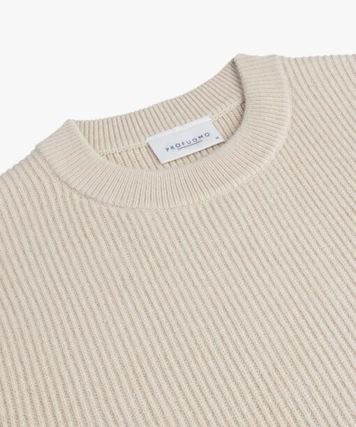 Profuomo Beige wollen ribbed crewneck