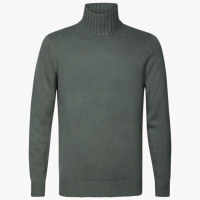 Profuomo Groene wollen mock neck