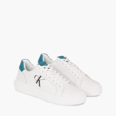 Calvin Klein Leren Sneakers BRIGHT WHITE/ ATLANTIC DEEP