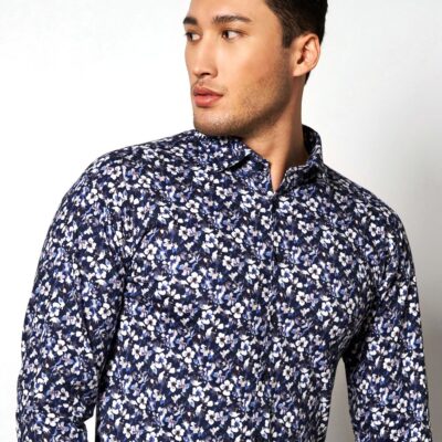 Desoto Jersey shirt Kent navy INVERSE BLOSSOMS ALLOVER PRINT