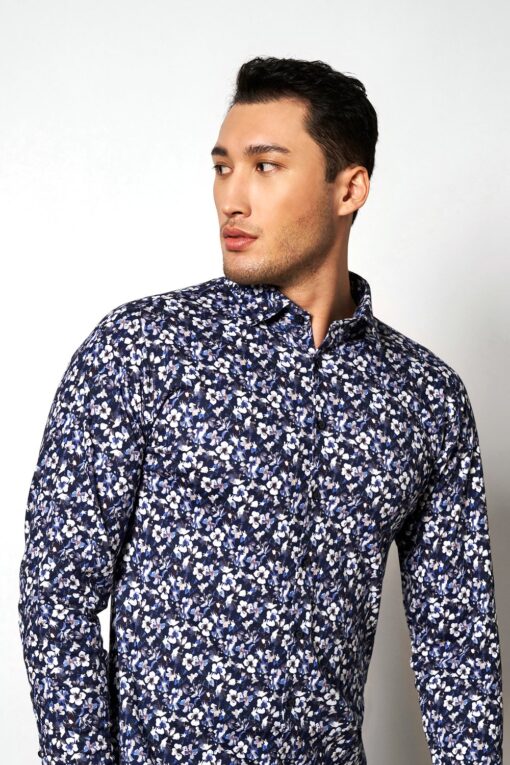 Desoto Jersey shirt Kent navy INVERSE BLOSSOMS ALLOVER PRINT