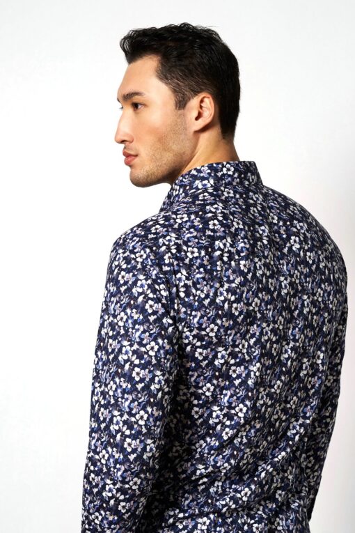 Desoto Jersey shirt Kent navy INVERSE BLOSSOMS ALLOVER PRINT