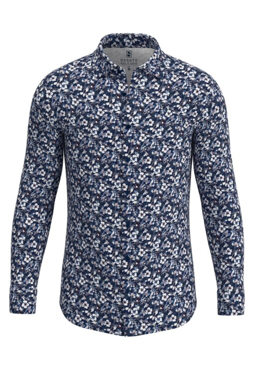 Desoto Jersey shirt Kent navy INVERSE BLOSSOMS ALLOVER PRINT