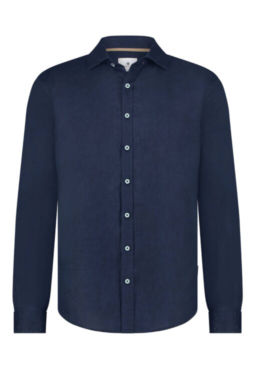State of Art Overhemd van hoogwaardig linnen Dark Navy