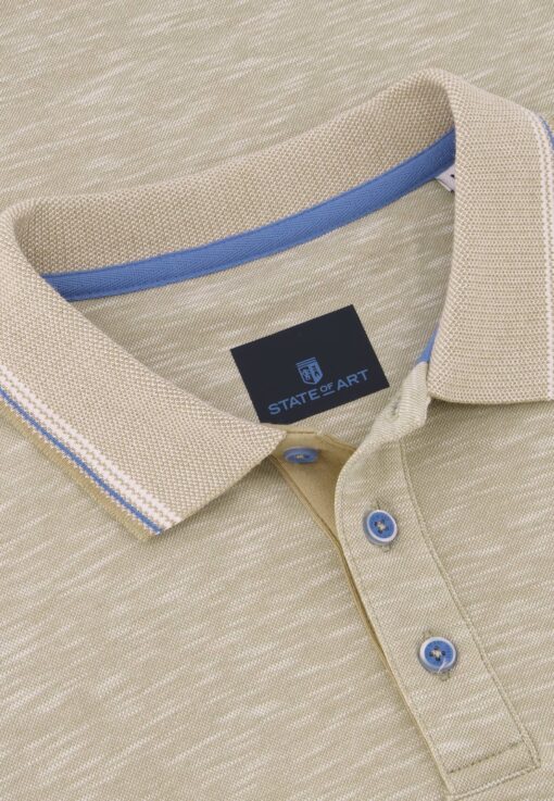 State of Art Polo met 3D merklogo op de borst beige/wit