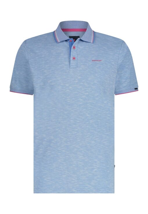 State of Art Polo met 3D merklogo op de borst middenblauw/wit