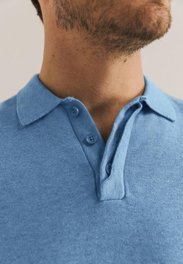 State Of Art Gebreide polo korte mouwen grijsblauw - Afbeelding 3