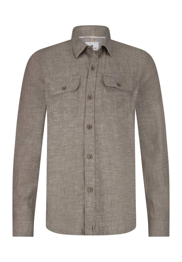 State Of Art Gemeleerd overshirt met borstzakken beige/wit