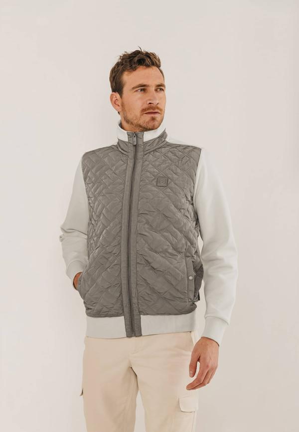 State Of Art Sweat Vest met gestepte voorzijde Kit/Sepia