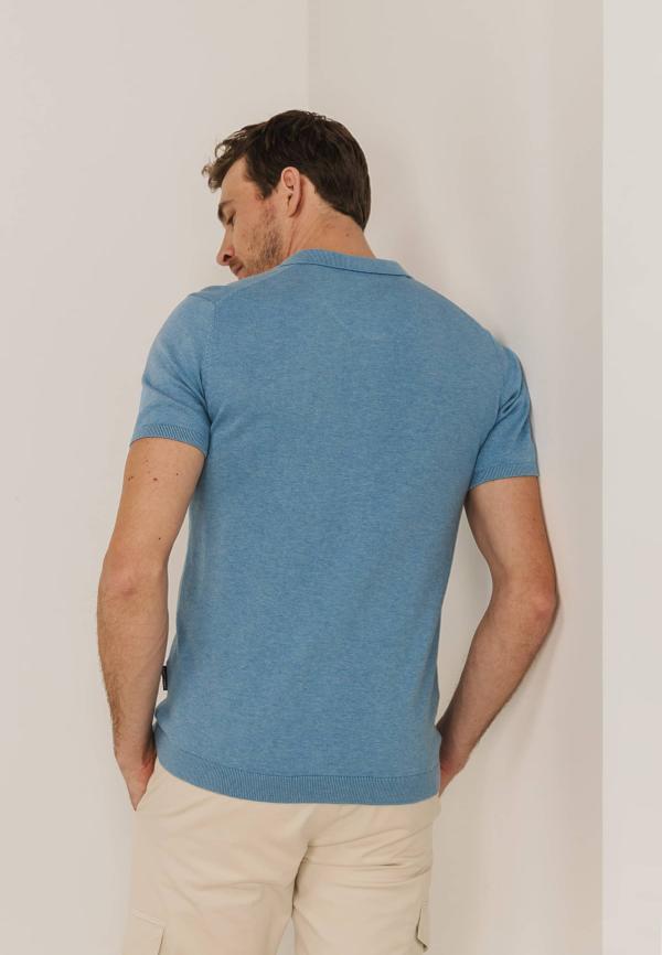 State Of Art Gebreide polo korte mouwen grijsblauw - Afbeelding 2