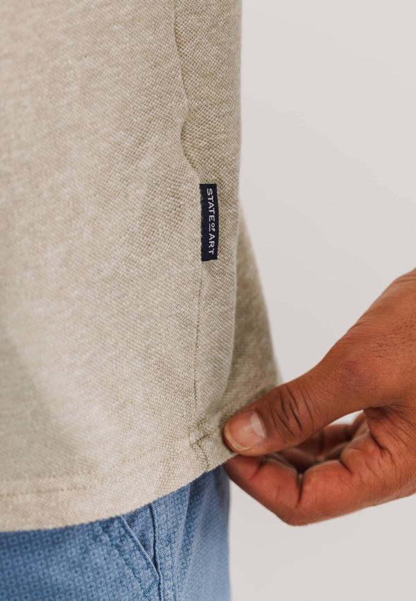 State of Art Piqué polo met gemêleerd dessin beige/wit - Afbeelding 5