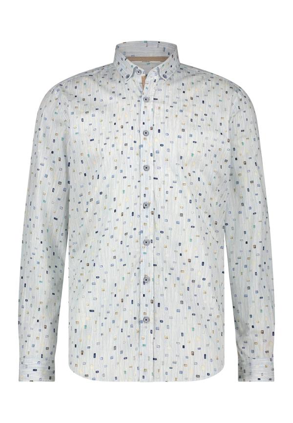 State of Art Twill overhemd met abstract patroon wit/mintblauw - Afbeelding 5