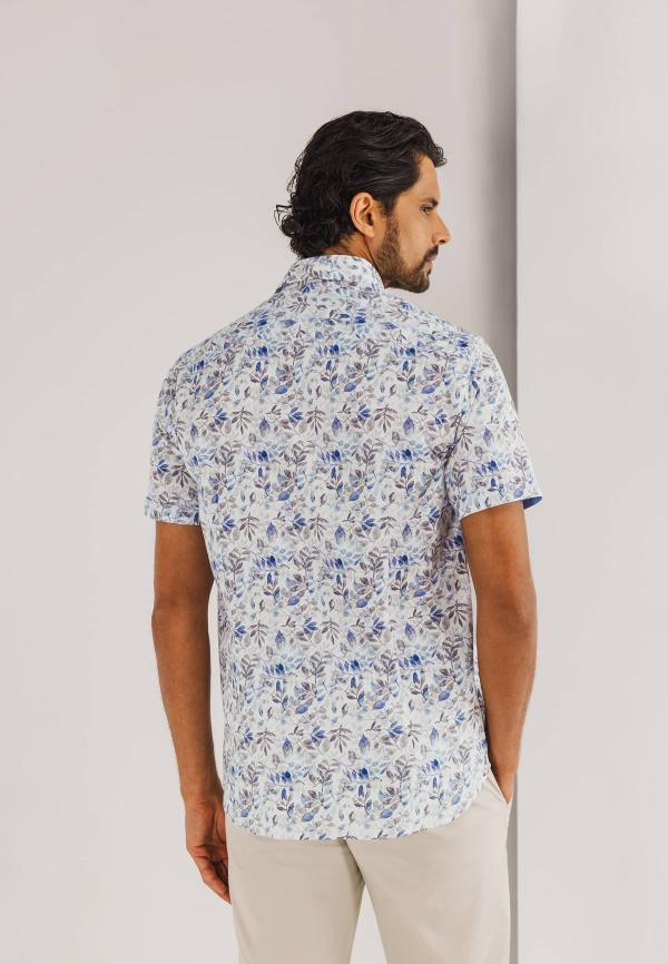 State of Art Poplin overhemd met all-over print beige/wit - Afbeelding 2