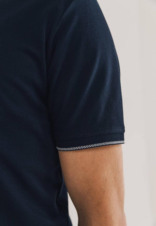 State of Art Piqué polo van gemerceriseerd katoen  donkerblauw uni - Afbeelding 4