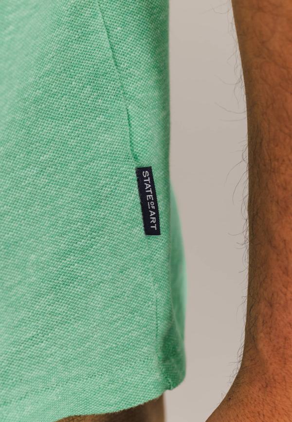 State of Art Piqué polo met gemêleerd dessin lichtgroen/wit - Afbeelding 5