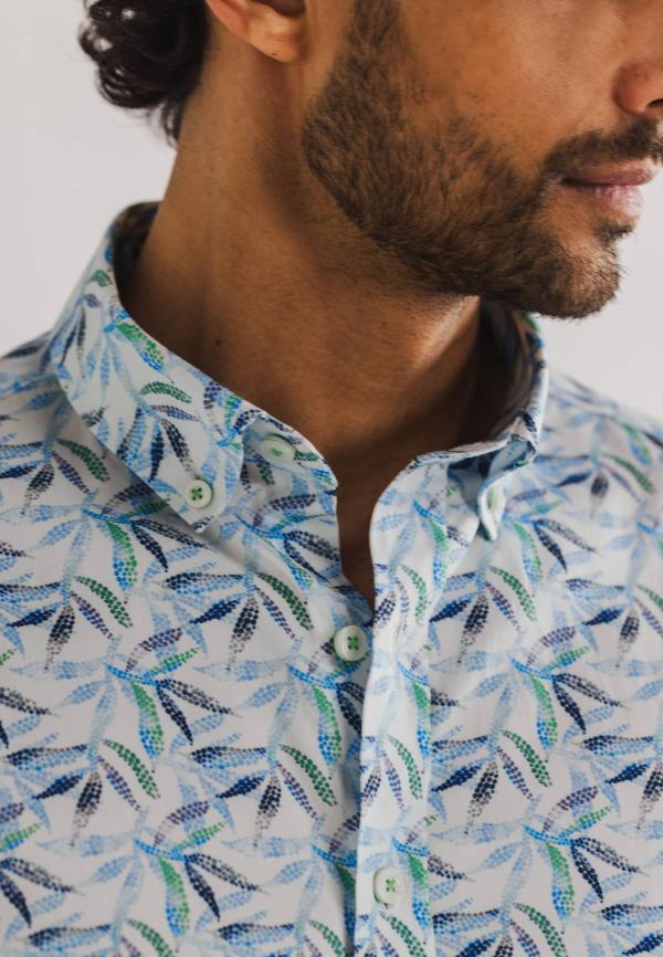 State of Art Korte mouw overhemd met print wit/middenblauw - Afbeelding 4
