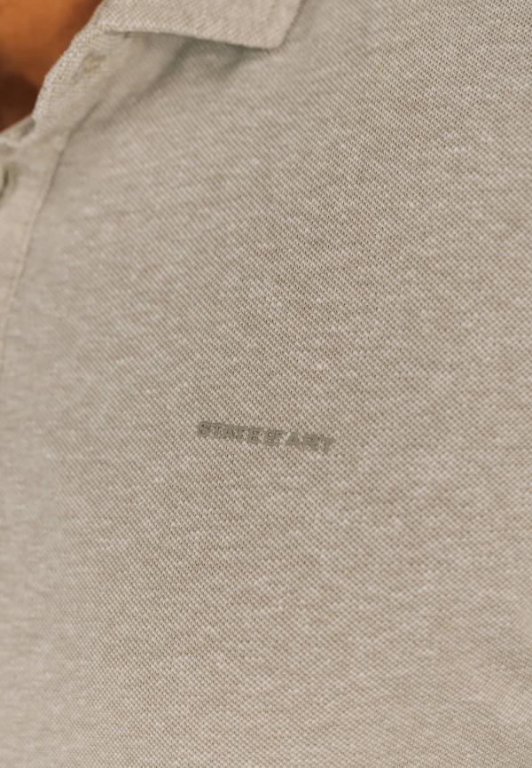 State of Art Piqué polo met gemêleerd dessin beige/wit - Afbeelding 4
